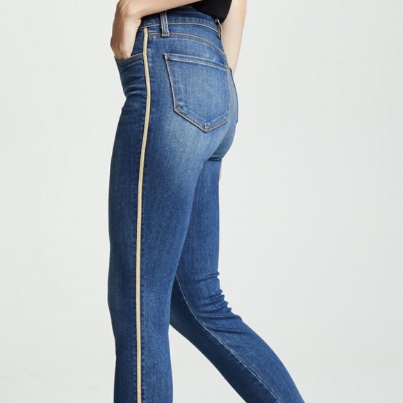 L’AGENCE Margot High Rise Skinny Jeans with Metallic Trim Neptune 26 - Picture 3 of 6